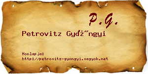 Petrovitz Gyöngyi névjegykártya